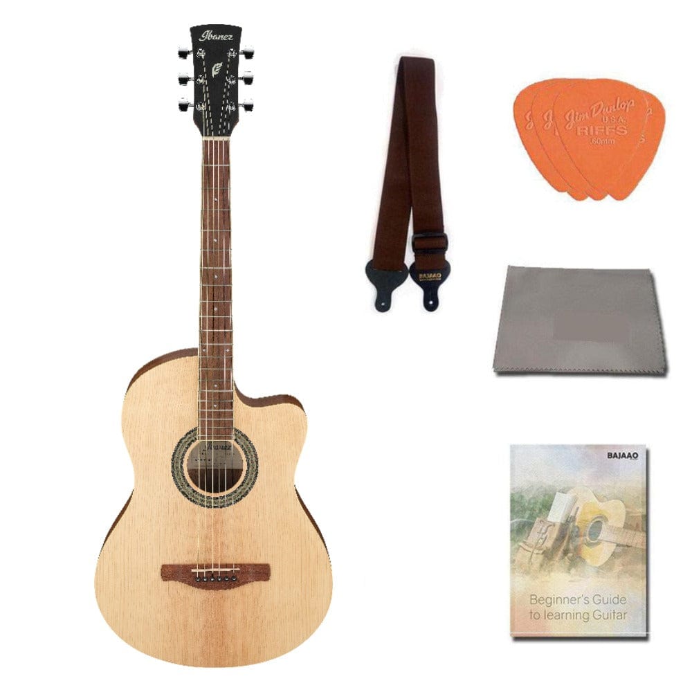 ibanez acoustic guitars natural / pack ibanez md39c 39 inch cutaway acoustic guitar with strap, picks, polishing cloth & ebook #color_open-pore-natural,type_pack
